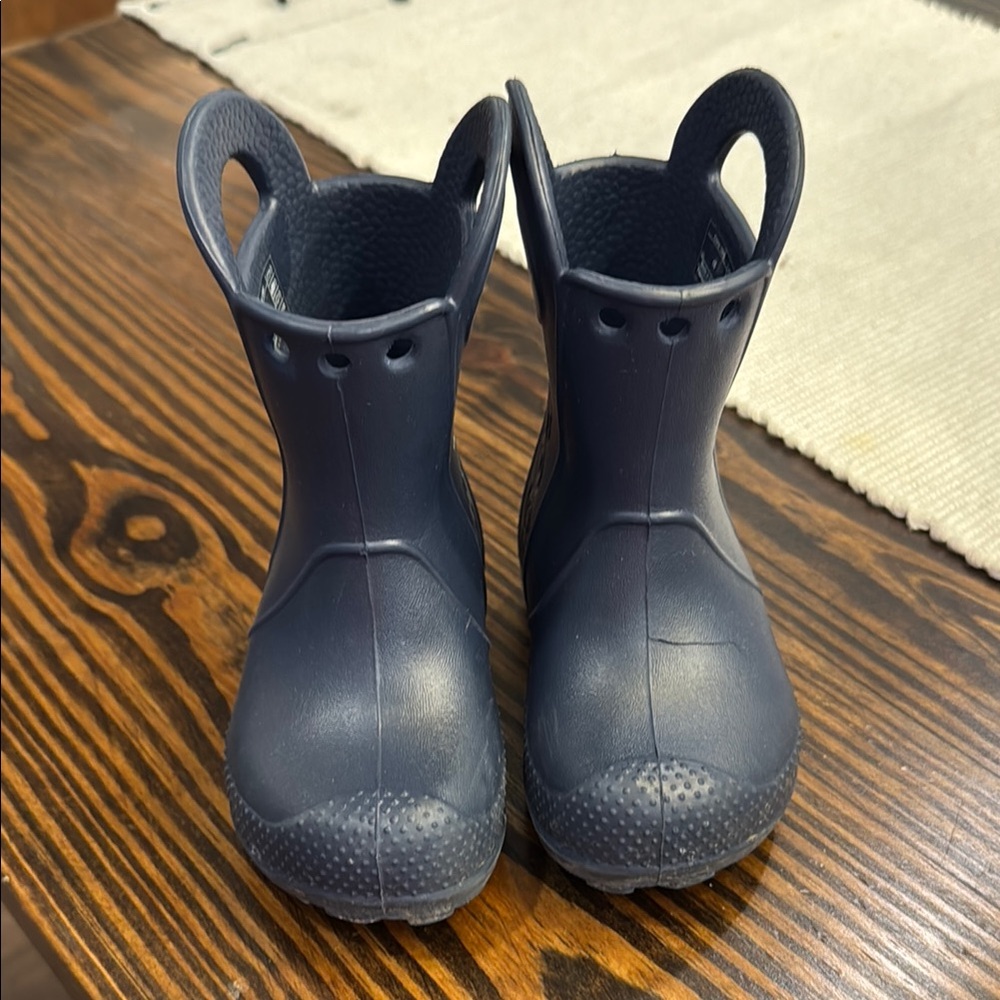 CROCS Blue Rain & Snow Boots with Pull-On Handles